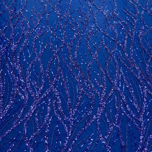 Dantela Couture Bleumarin cu Siraguri, Margele si Paiete