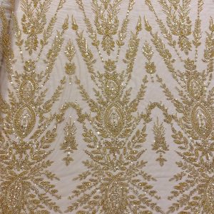 Dantela Couture Aurie cu Panou, cu Margele si Paiete