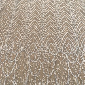 Dantela Couture Ivory cu Model Geometric cu Margele si Paiete