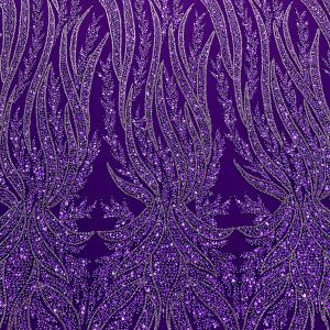 Dantela Couture Mov Inchis cu Panou, cu Perle, Margele si Paiete