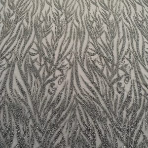 Dantela Couture Gri cu Siraguri, Margele si Paiete