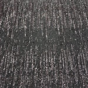 Dantela Couture Gri Antracit cu Model Liniar, cu Margele si Paiete