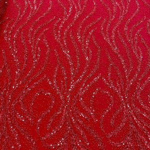 Dantela Couture Rosie cu Perle, Margele si Paiete