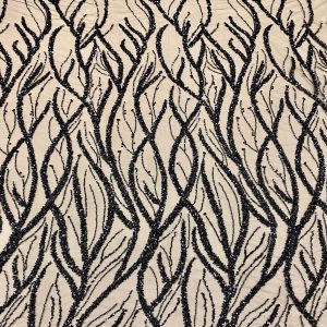 Dantela Couture Neagra cu Siraguri, cu Margele si Paiete