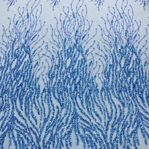 Dantela Couturea Sky Blue cu  Siraguri, cu Margele si Paiete