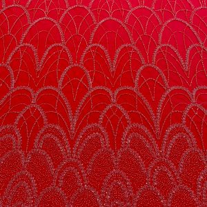 Dantela Couture Rosie cu Model Geometric, cu Perle, Margele si Paiete