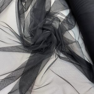 Tulle Elastic Negru - 1.5 m Latime
