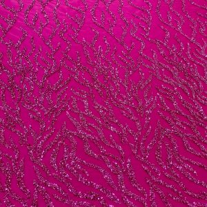 Dantela Couture Fucsia cu Siraguri, cu Margele si Paiete