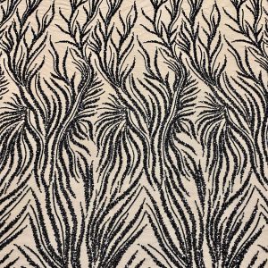 Dantela Couture Neagra cu Siraguri, cu Margele si Paiete