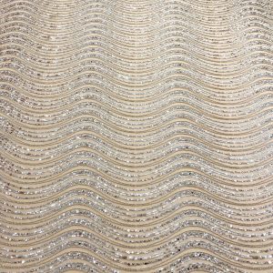 Dantela Argintie cu Tulle Nude cu Model Liniar, cu Margele si Paiete