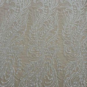 Dantela Couture Ivory cu Model Floral, cu Margele si Paiete