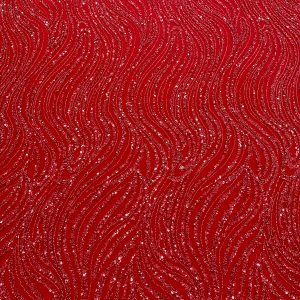 Dantela Couture Rosie cu Model Liniar, cu Margele si Paiete