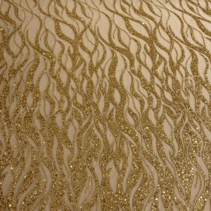 Dantela Couture Aurie cu Siraguri, cu Margele si Paiete