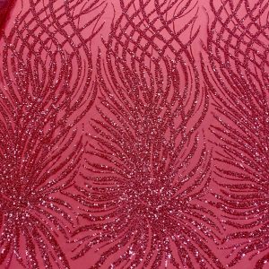 Dantela Couture Roz Coral cu Siraguri, cu Margele si Paiete