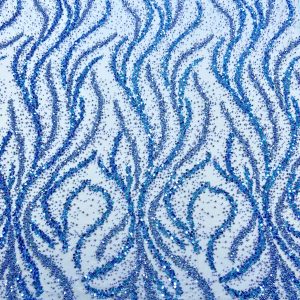 Dantela Couture Sky Blue cu Perle, Margele si Paiete