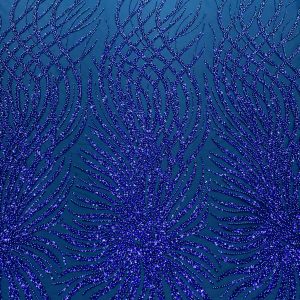 Dantela Couture Albastru Marin cu Siraguri, cu Margele si Paiete