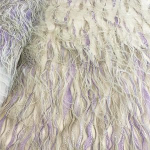 Dantela Vernil cu Lila cu Pene si Paiete