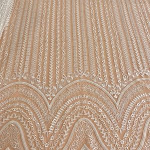 Dantela cu Model Geometric, cu Perle si Paiete